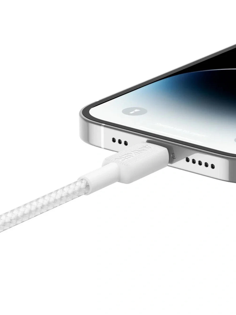 Anker White and Silver Braided USB-C to Lightning Cable